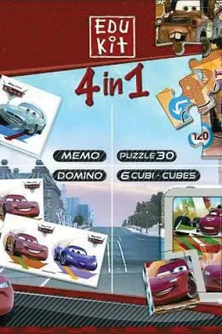 AS GAMES  4 ΣΕ 1 93225 CARS MEMO-DOMINO-PUZZLE