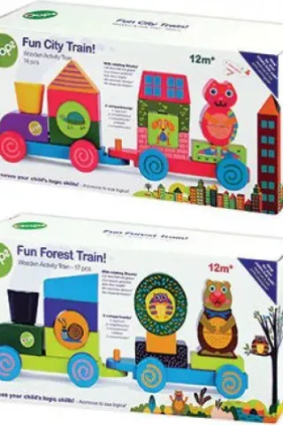 Ξύλινο συρόμενο τρενάκι Fun Forest and City Train! OOPS