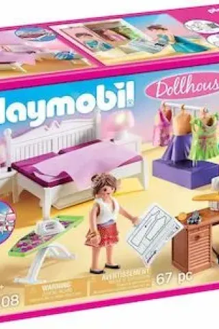 Playmobil Dollhouse Υπνοδωμάτιο με Ατελιέ Ραπτικής γι Playmobil 70208