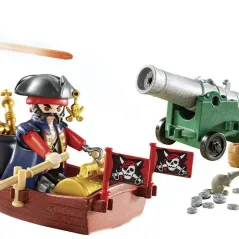 Playmobil Pirates Βαλιτσάκι Λιμενοφύλακας με Κανόνι & Πειρατής σε Βάρκα 9102