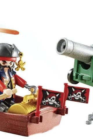 Playmobil Pirates Βαλιτσάκι Λιμενοφύλακας με Κανόνι & Πειρατής σε Βάρκα 9102