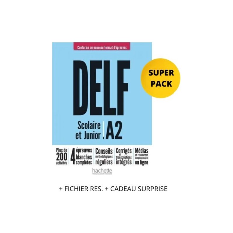 Delf Scolaire & Junior A2 Super Pack (+ Fichier res. + Cadeau Surprise) Nouveau Format